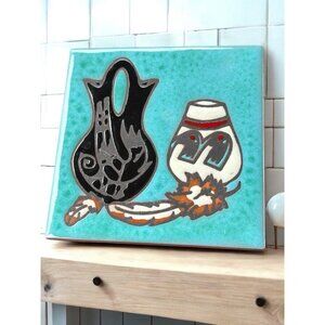 Teissedre Handcrafted Ceramic Tile Native American Art Wall Decor Coaster Trivet